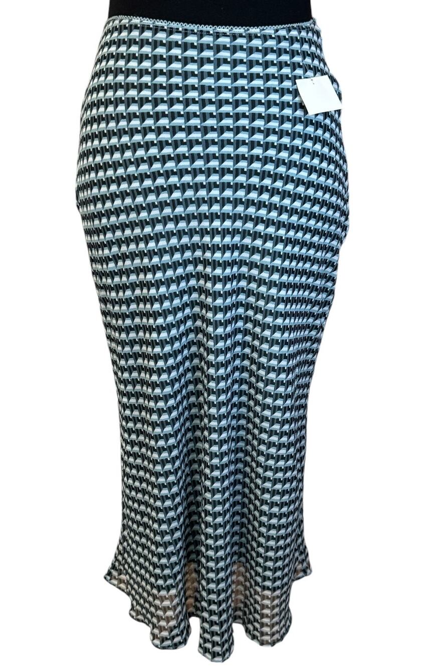 New NORDSTROM RACK Blue Mineral Bias Diamond Chiffon Bias Midi Skirt Size XS